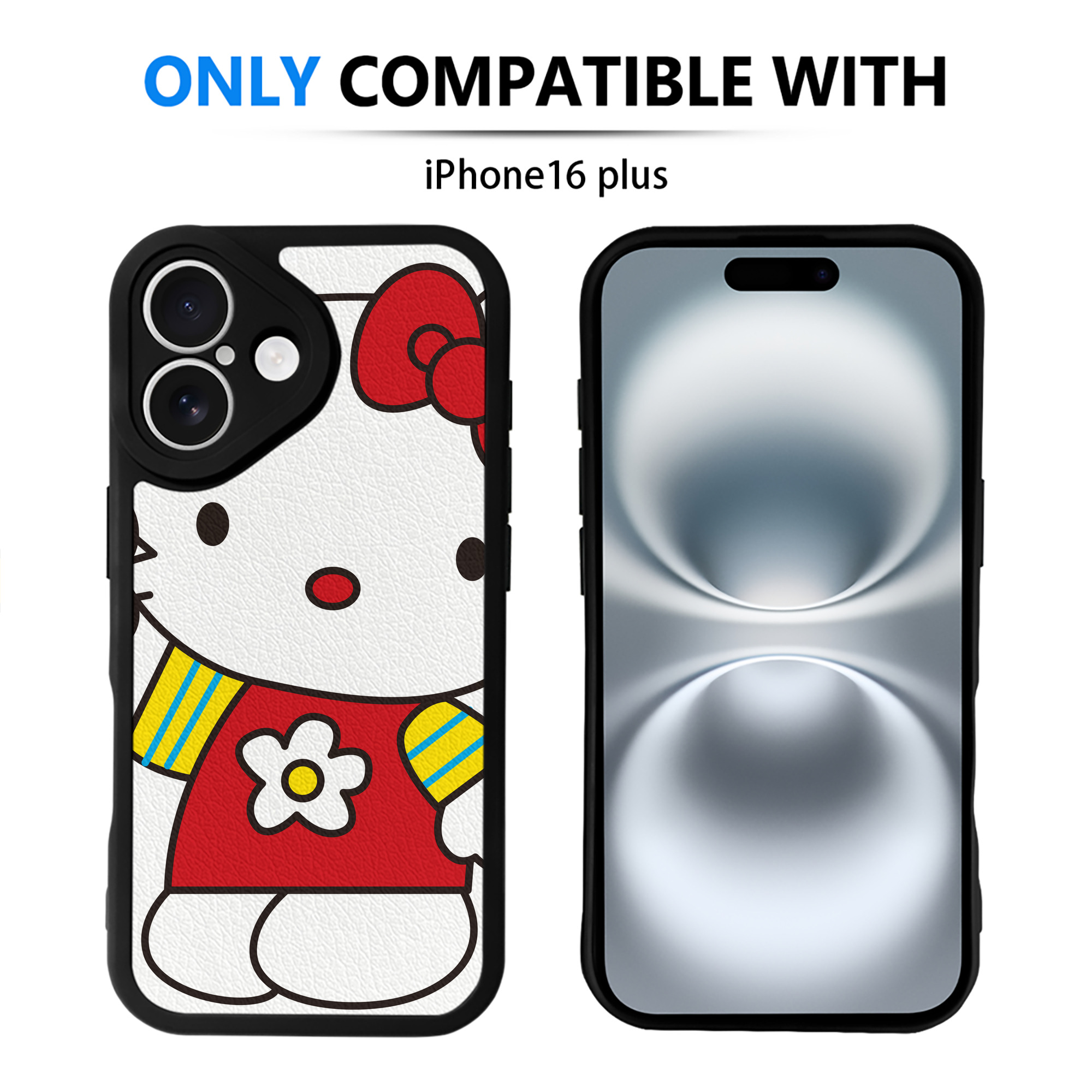 （画像用） Hello Kitty ハローキティ 【iPhone 16シリーズ対応】シリコンスマホケース（レザー調） 材質：シリコン